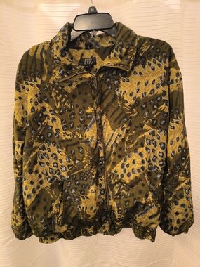 EVR Olive Green Animal-Print Bomber Jacket
